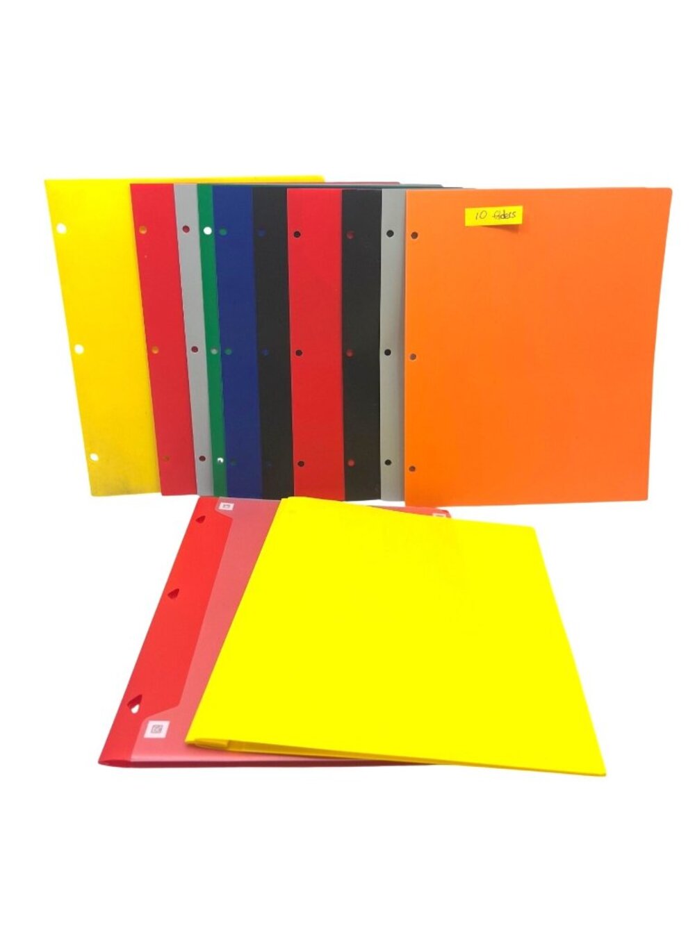 12 Colored Plastic Folders Pockets/ 3-Hole Punch For Documents And Organization